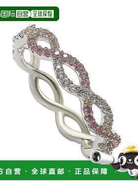 自营 Suzy Levian 纯银粉红色蓝宝石和钻石口音交叉乐队 - 粉红色