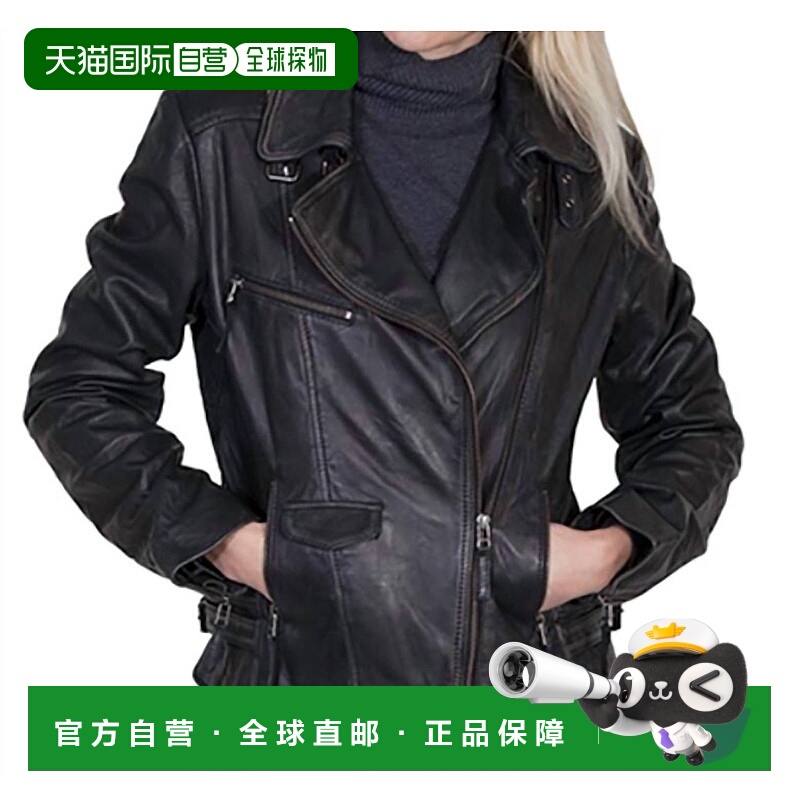 自营 scully黑色女式摩托车风格夹克 美国奥莱直发新款