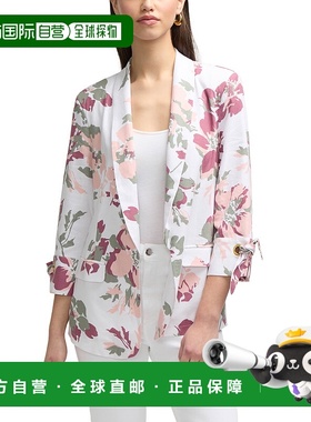 自营Ellen Tracy女式披肩领运动夹克，带袖孔-桃花 美国奥莱直发