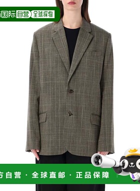 自营soeurHermosa Oversized Checked Misto Lana Blazer - brown
