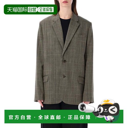 自营soeurHermosa Oversized Checked Misto Lana Blazer - brown