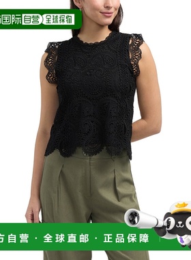 自营 Ellen Tracy女式无袖蕾丝上衣-黑色 美国奥莱直发