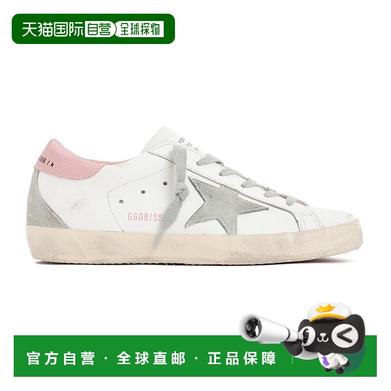 自营golden gooseVintage White Leather Sneakers With Pink Acc
