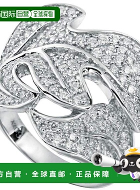 自营 Suzy Levian 密镶立方氧化锆纯银叶子戒指 - 白色 美国奥莱