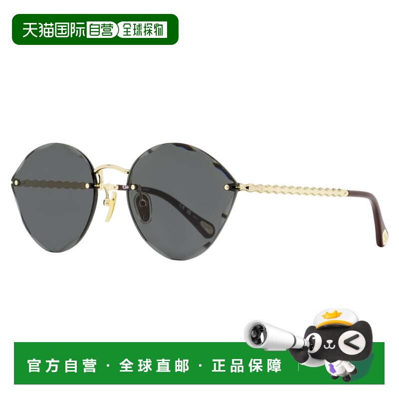 自营Chloe女士斜边无框太阳镜CH0253S 001金色/波尔多58mm-001 美