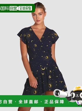 自营belle & bloomLove Shack迷你裹身连衣裙-海军蓝 美国奥莱直