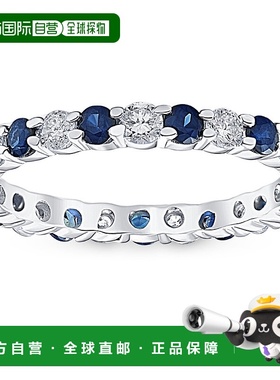 自营 pompeii3POMPEII 1 cttw 蓝色蓝宝石钻石结婚永恒戒指 14k