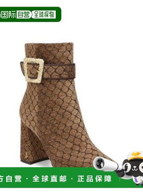 自营 Sam Edelman Corinne Boots女式黑色方趾块跟靴JOBB936-棕色