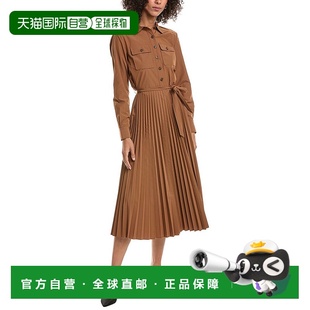 Crosby Kenza brown Lam 美 Dress Midi 自营Derek Pleated