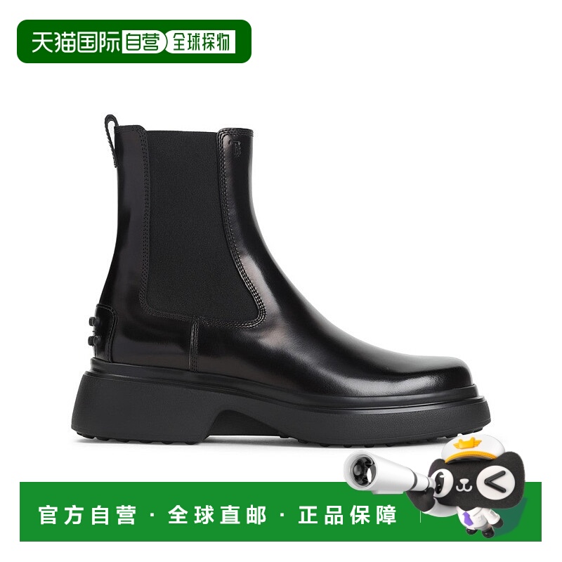 自营tod'sBlack Leather Ankle Boots With Elastic Panels - bla