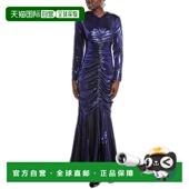 Rene Ruiz 手工垂坠金属弹力礼服 自营 蓝色长裙 美国奥莱直发