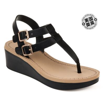 Journee Collection 女式 Tru Comfort Foam Bianca 坡跟凉鞋 -