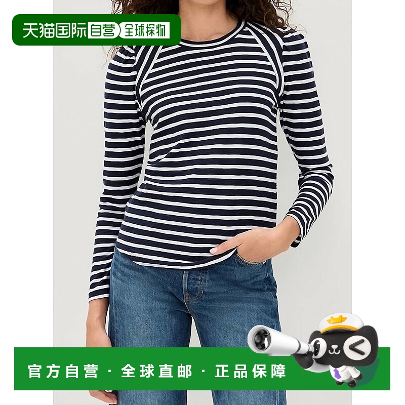 自营veronica beardMason Baseball Long Sleeve Tee In Navy Whi