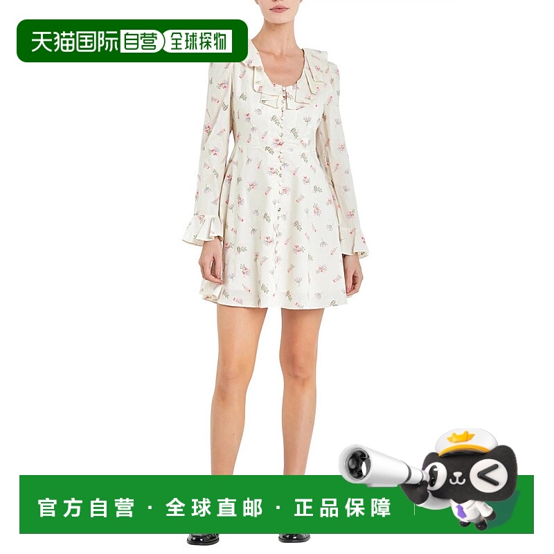 自营english factoryFloral Ruffled Mini Dress In Ivory - ivor