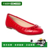红色 自营 美 底Cordelia Croc压花皮革平底鞋 french sole法国鞋