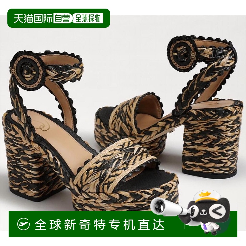 1h可退 【美国直邮】sam edelman 女士 凉鞋草编编织高跟鞋