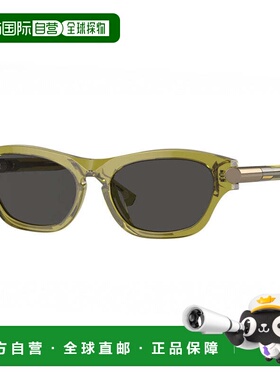 自营Burberry几何全边太阳镜，绿色镜架和深灰色镜片Be4430U41188