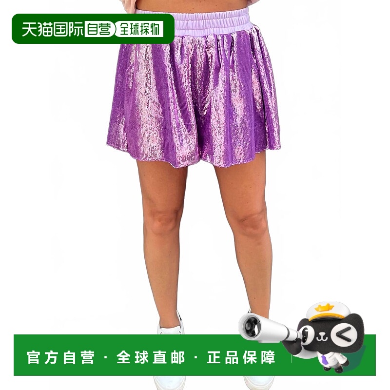 自营 queen of sparkles紫色亮片短裤 美国奥莱直发新款