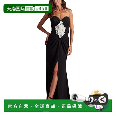 自营 tadashi shojiSirota中前褶边礼服-黑色 美国奥莱直发连衣裙