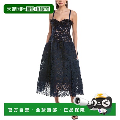 自营Marchesa Notte Midi Dress - black 美国奥莱直发
