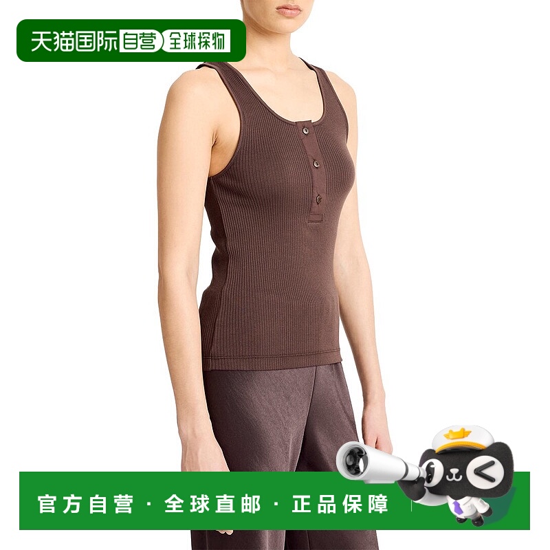 自营Vince Mixed Media Henley Shirt - brown 美国奥莱直发