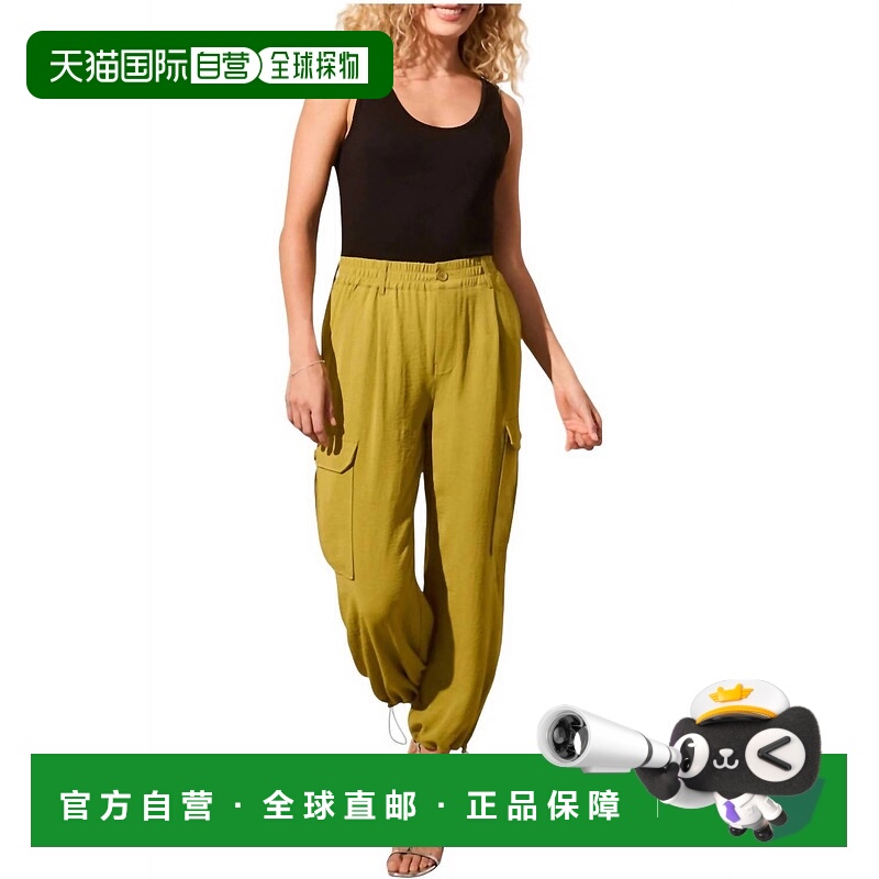 自营tribalFlowy Pull-On Cargo Pant With Bungee Cord In Aloe
