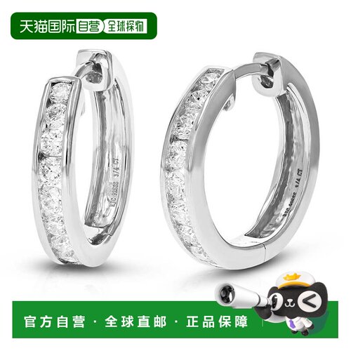 自营vir jewels3/4 克拉圆形切割实验室制造钻石圈形耳环 0.925
