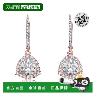 genevive纯银透明方晶锆石耳坠 - 玫瑰色 【美国奥莱】直发