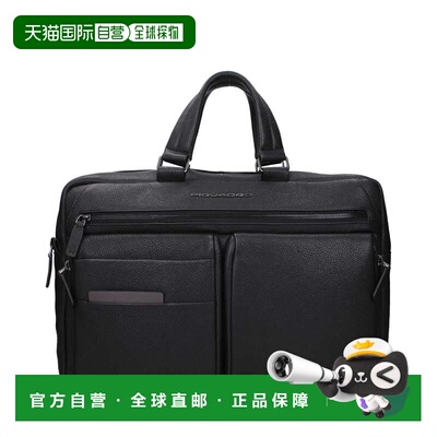 自营Piquadro Leather Business And Laptop Men's Bag - black