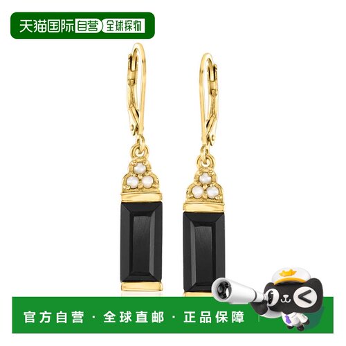 自营Ross-Simons Onyx Drop Earrings With 1.5-2mm Cultured Pea