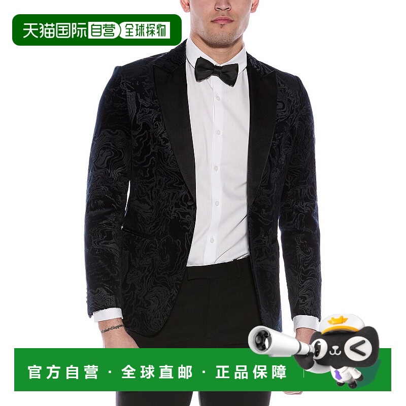 自营BOSS Hugo Boss Slim Fit Jacquard Velvet Jacket - blue 美