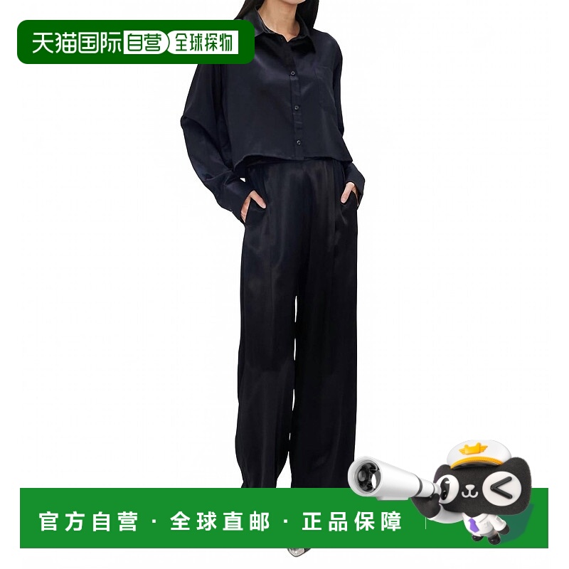 自营enza costaPleated Satin Pant In Black - black 美国奥莱直