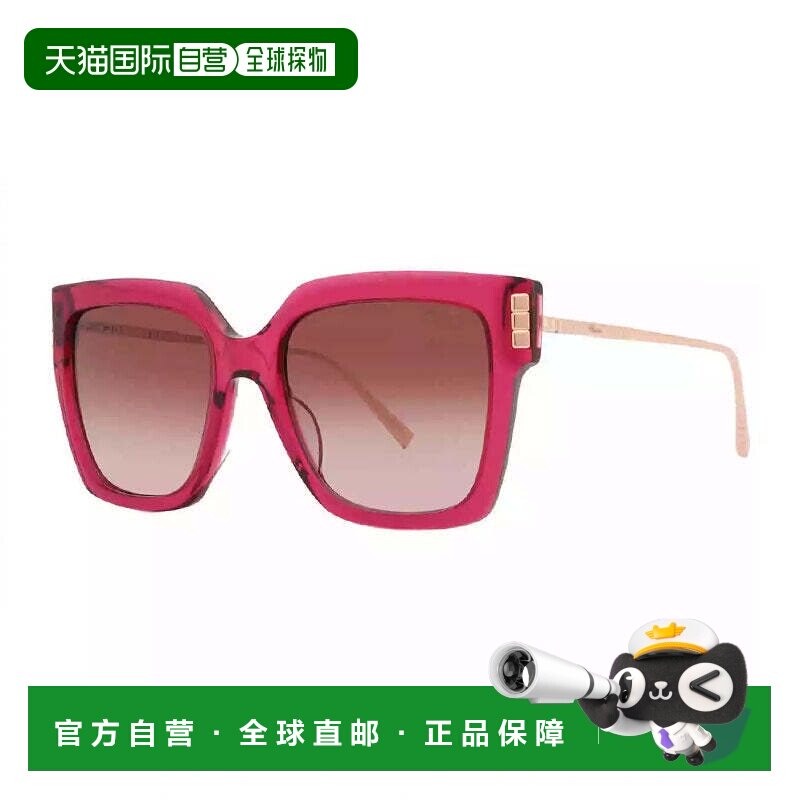 自营chopard萧邦太阳镜方形全边框，闪亮透明李子紫色/金色镜框和