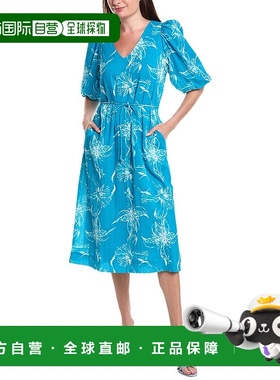 自营 ro's garden玫瑰园奈拉褶皱长裙-蓝色 美国奥莱直发连衣裙