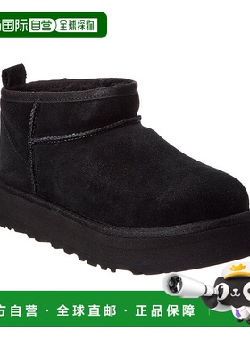 自营UGG Kids Classic Ultra Mini Platform Suede Boot - black