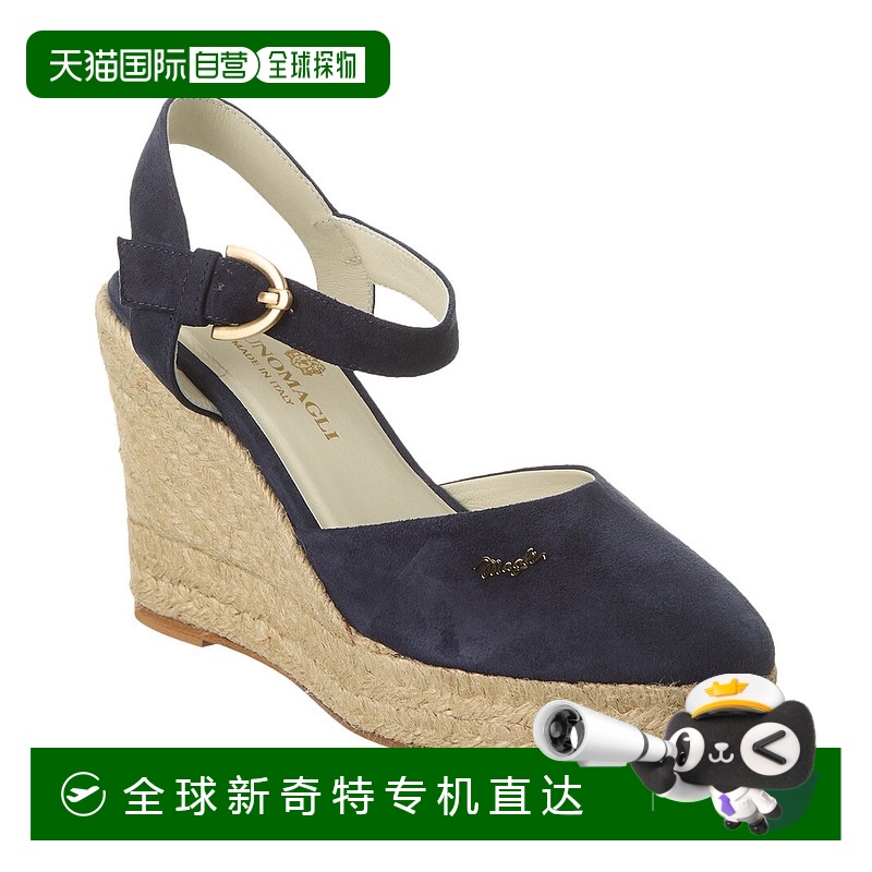 自营Bruno Magli Mares 绒面革坡跟凉鞋 - 蓝色 【美国奥莱】直发