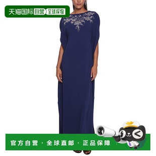 蓝色 自营 轻质绉布长袍 Notte 美国奥莱直发长裙 Marchesa