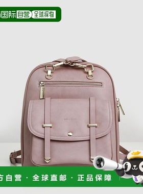 自营 belle & bloom5th Ave皮革背包-粉灰色 美国奥莱直发双肩包
