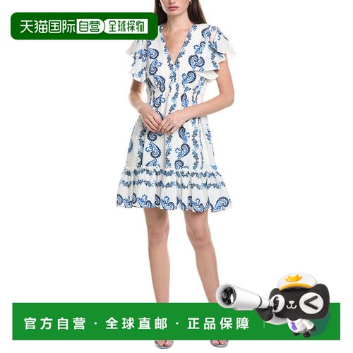 自营Maison Tara Printed Gingham Dress - white 美国奥莱直发