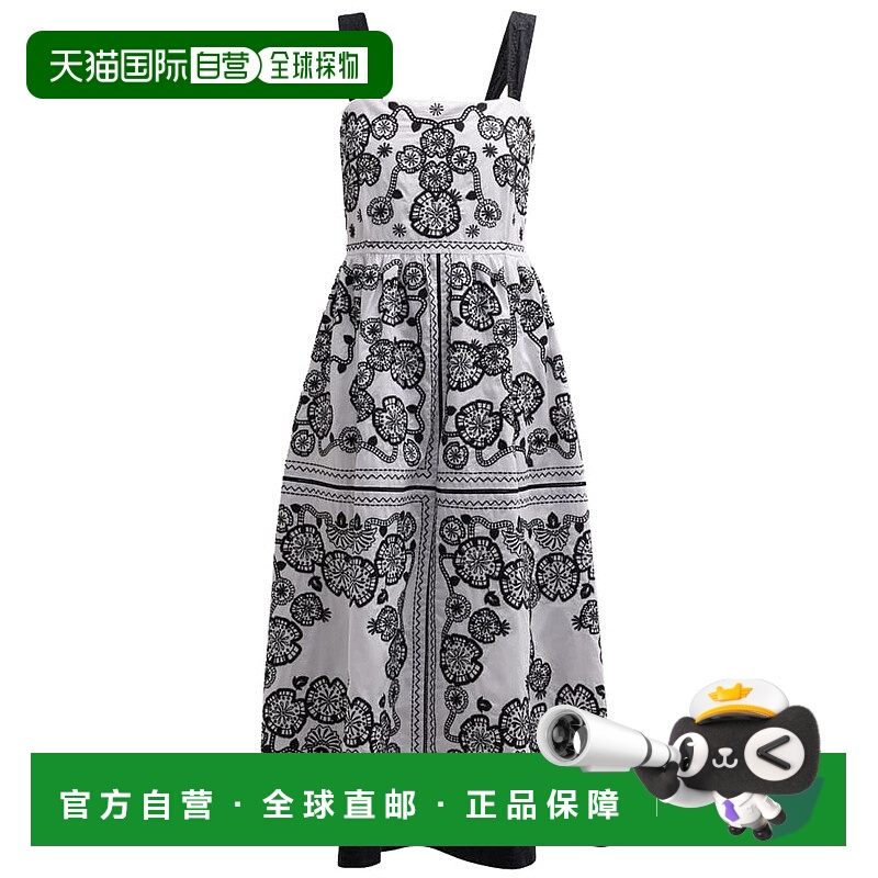 自营 Johnny Was 女式梅尔刺绣方领中长连衣裙 - 多色 美国奥莱直