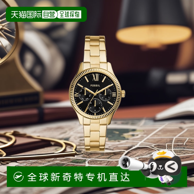 【美国直邮】fossil 女士 休闲手表化石进口表盘石英金表金色黄金