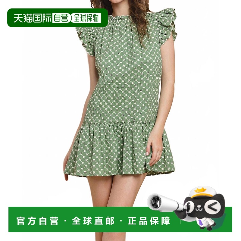 自营tcecBarry Sage短袖迷你连衣裙 美国奥莱直发