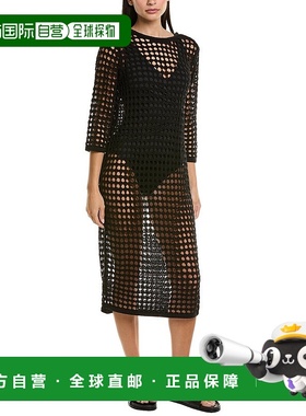 自营 Kenneth Cole网眼缝线遮盖连衣裙-黑色 美国奥莱直发