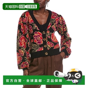 自营FARM Rio Shiny Chita Knit Wool-Blend Cardigan - red 美国