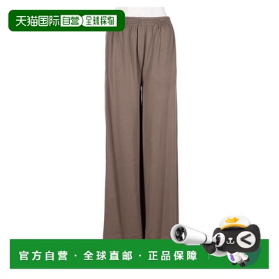 自营fabiana filippi棕色阔腿长裤，松紧腰带和淡淡的灰色光泽 美