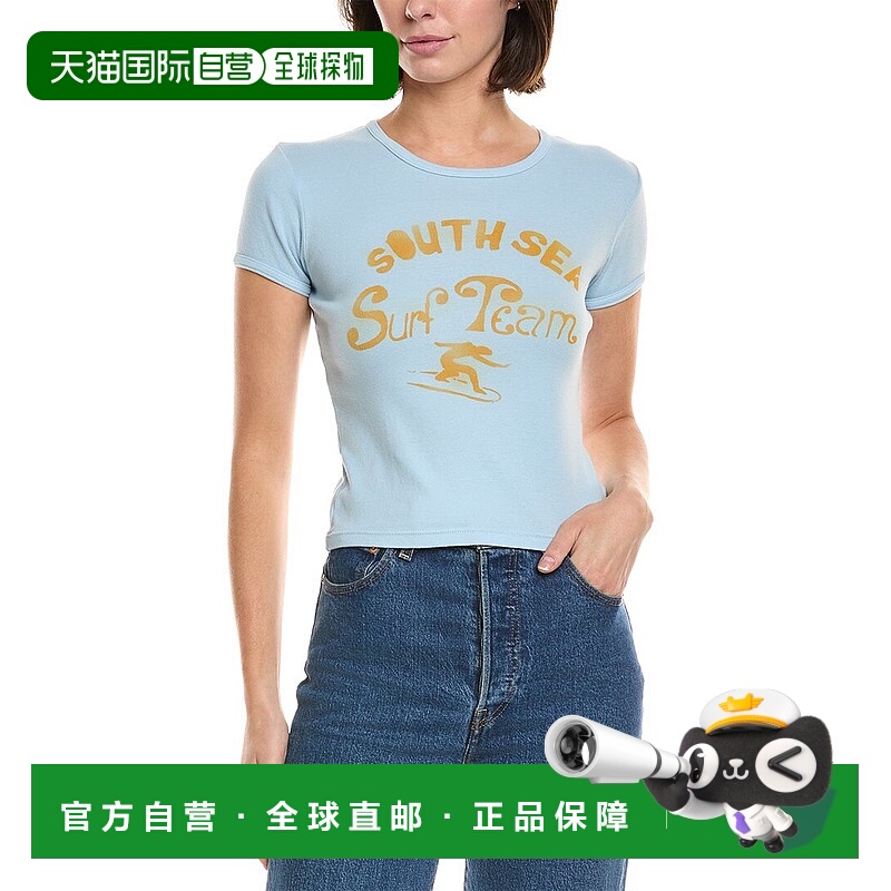 自营MOTHER Denim The Itty Bitty Ringer T-Shirt - blue 美国奥