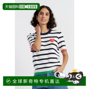 白色 自营 parker奶油海军蓝棉心形布列塔尼钩针T恤 chinti 美