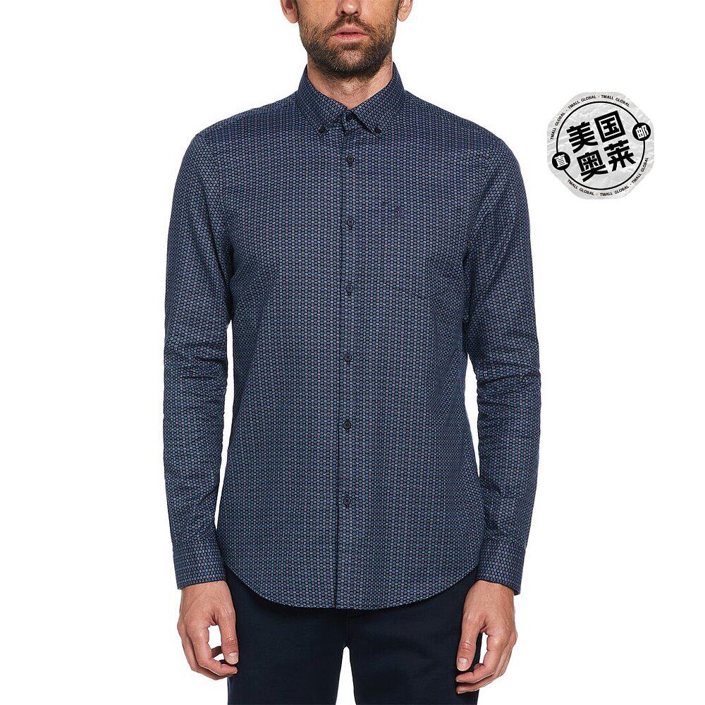 original penguin原创企鹅牛津篮织印花衬衫 - 蓝色 【美国奥莱】