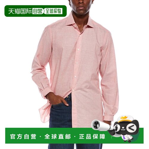 自营ISAIA Linen-Blend Shirt - red 美国奥莱直发