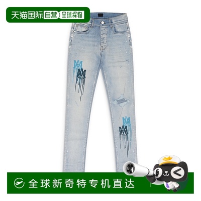 自营 amiri浅印度马DRIP牛仔裤-蓝色 【美国奥莱】直发